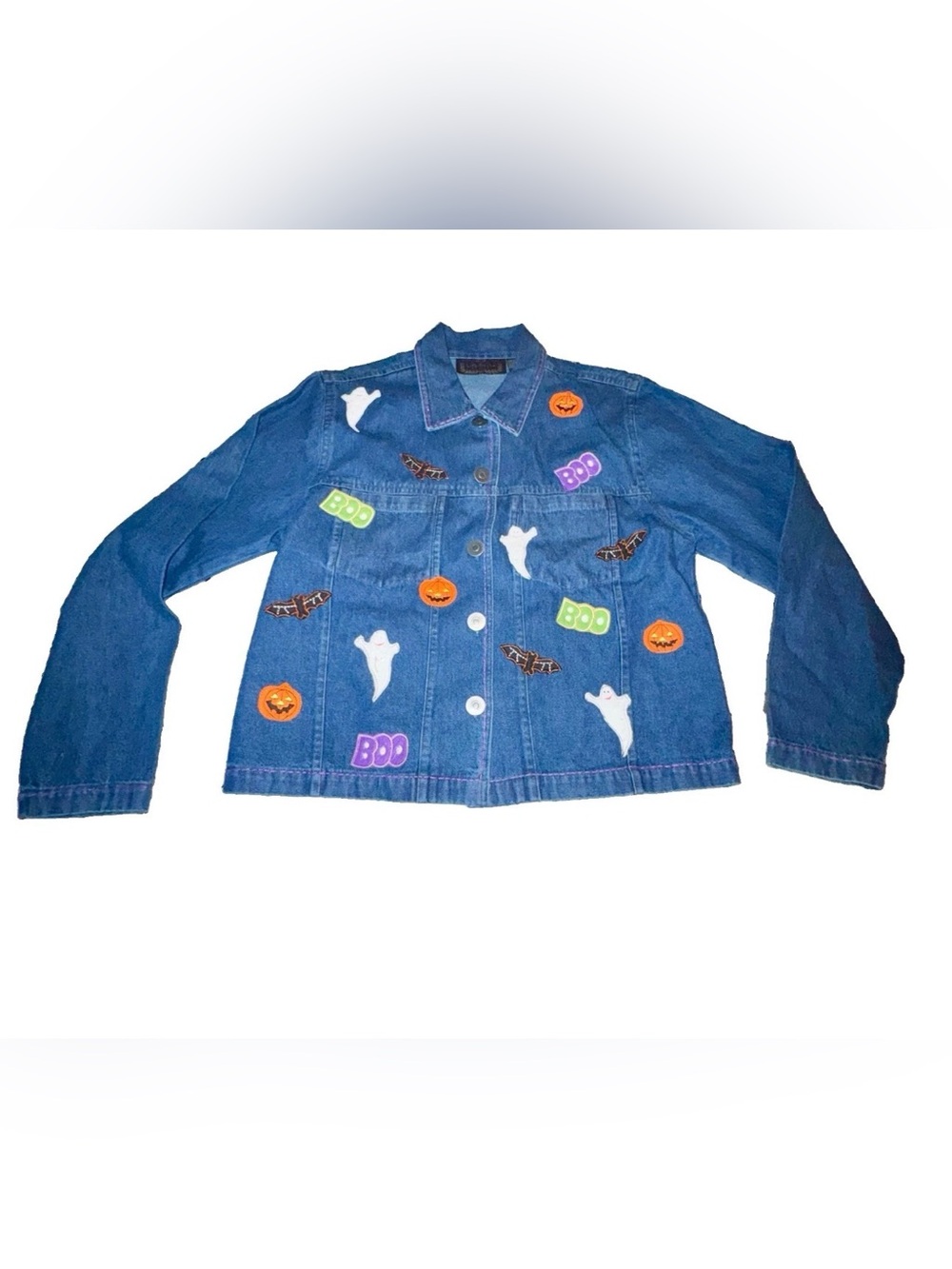Lifestyle Halloween Denim Jacket 🎃 Ghost Pumpkin Boo Cotton Jacket Size M